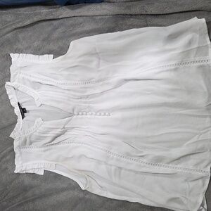 Zac & Rachel White Ruffle Trim Blouse